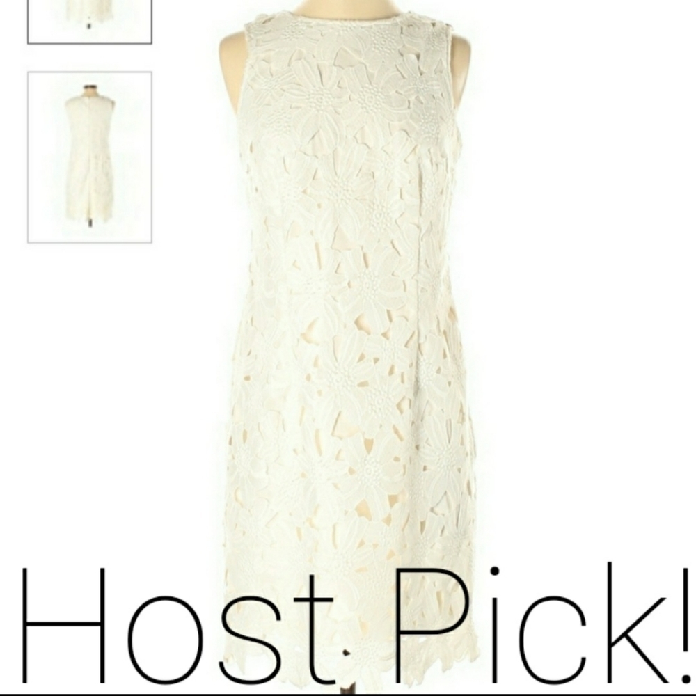 Ann Taylor Off-White Floral Lace Overlay Dress Size 2 Beautiful Wedding Party
